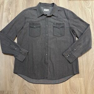 Tecovas Pearl Snap Shirt Men's Sz Large Denim Western Button Down Smoke Gray EUC